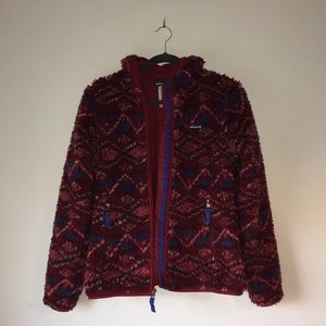 red fluffy patagonia jacket!